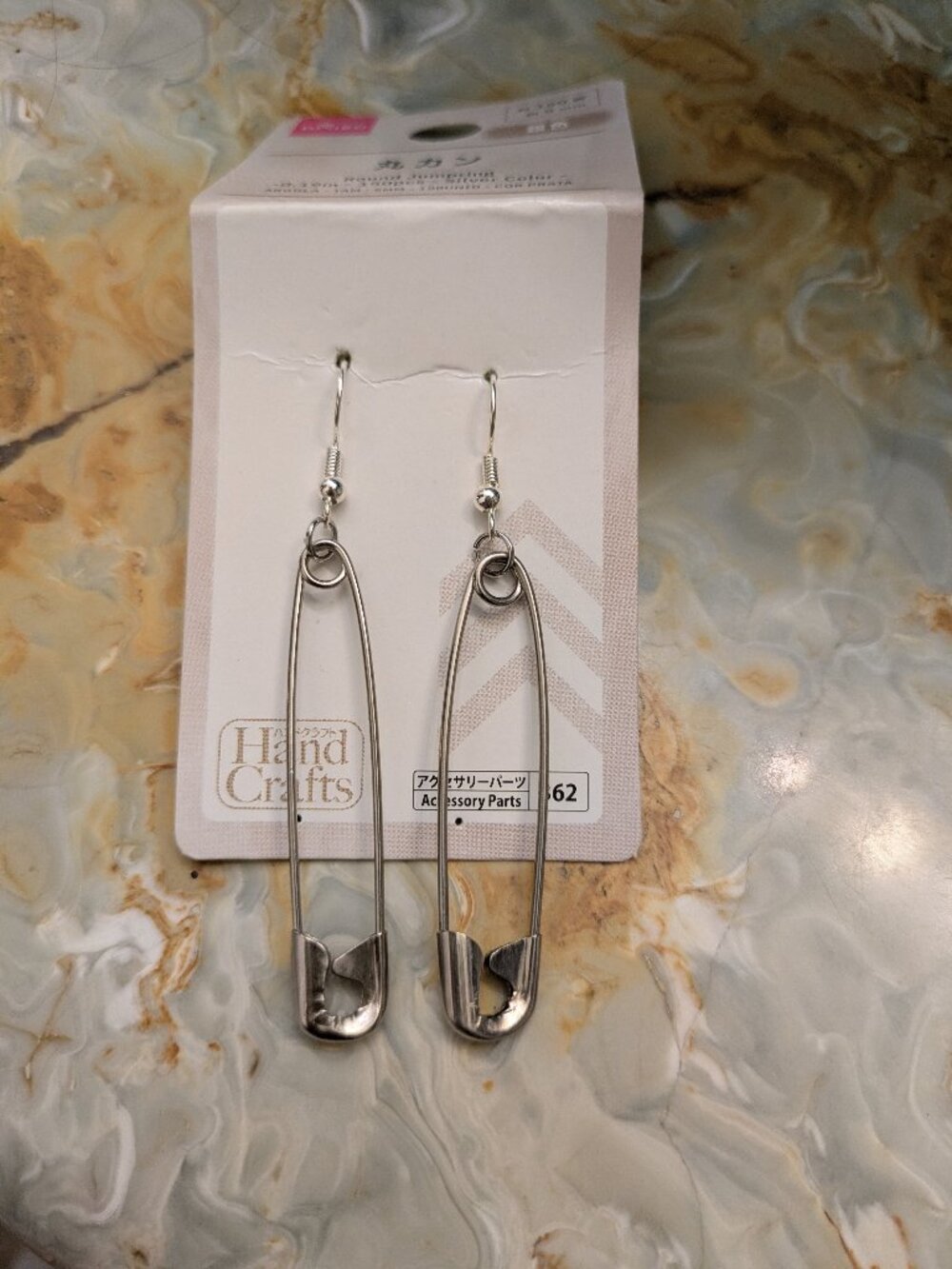 Large safety pin earrings alt goth punk dangly